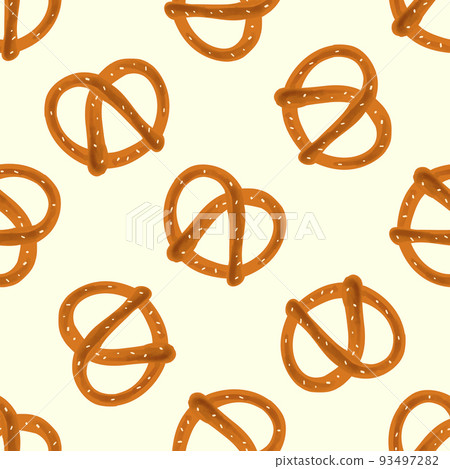Seamless pattern with traditional snack pretzel on Seamless pattern with traditional snack pretzel on 93497282