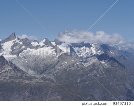 Alpine ridge seen from Klein Matterhorn in Switzerland 93497310