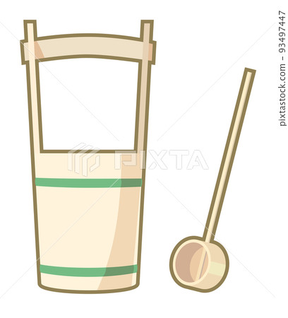 Illustration of a bucket and a ladle 93497447