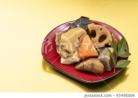 年菜21_築前煮紅菜_背景金 年菜21_築前煮紅菜_背景金 93498806