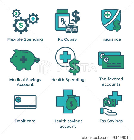 Medical Tax Savings - Health savings account or flexible spending account has HSA, FSA, tax-sheltered savings Medical Tax Savings - Health savings account or flexible spending account has HSA, FSA, tax-sheltered savings 93499011