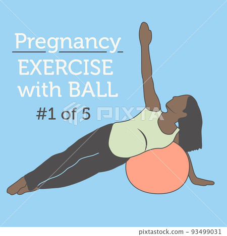 A Diverse African American Young Lady doing her Pregnancy Exercise and Yoga Workouts 93499031
