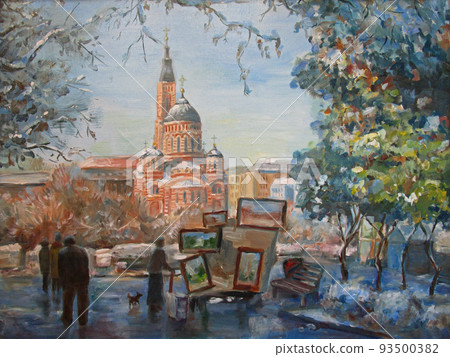 Church in Kharkov, Ukraine. My native town. Oil painting Church in Kharkov, Ukraine. My native town. Oil painting 93500382
