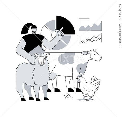 Holistic management abstract concept vector illustration. Domestic livestock herds strategy, ecosystem function improvement, biodiversity building, land manager abstract metaphor. 93501075