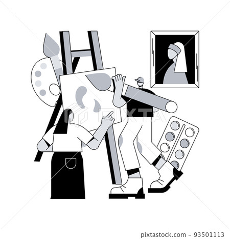 Art studio abstract concept vector illustration. Painting lesson for adults and children, open fine art class, modern gallery, pottery workshop, creative space, drawing studio abstract metaphor. 93501113