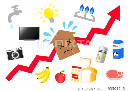 設置價格上漲的插圖。家庭對一系列價格上漲尖叫。 設置價格上漲的插圖。家庭對一系列價格上漲尖叫。 93501643