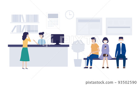 Crowded hospital waiting room illustration material 93502590