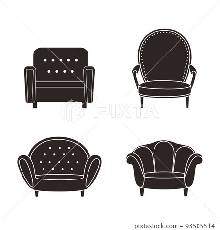 Set of soft armchairs silhouettes. Home interior concept 93505514
