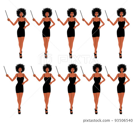 Set of women with afro hairstyle standing up with different expression Set of women with afro hairstyle standing up with different expression 93506540