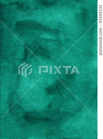 Watercolor dark emerald background texture. Aquarelle abstract sea green backdrop. 93508132