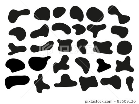 Rounded, smooth, spot irregular form. Abstract blob set. Random