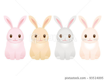 四個坐著的可愛兔子角色 93514895