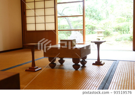 A shogi board placed on the porch of a Japanese house Japanese architecture 93519576