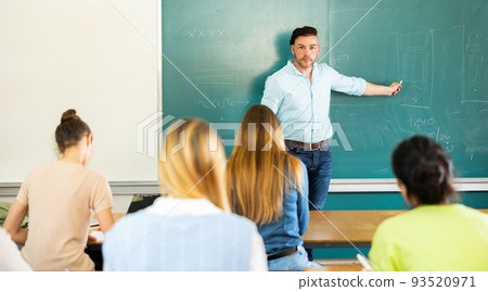 Young teacher is giving a lecture to students Young teacher is giving a lecture to students 93520971