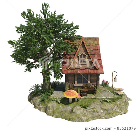 Forest fairy house 3d illustration isolated white background 93521079