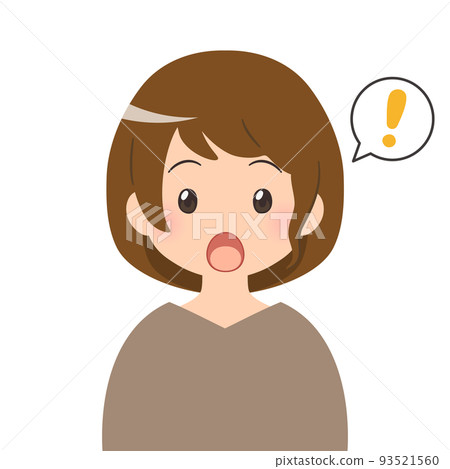 一個驚訝的棕髮女人的半身像 93521560