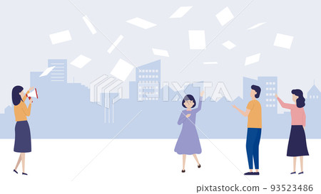 Handbill distribution, leaflet distribution, advertising, advertising, sampling, posting illustration material 93523486