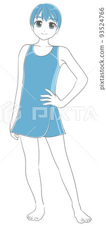 Junior and senior high school students wearing one-piece swimsuits Junior and senior high school students wearing one-piece swimsuits 93524766