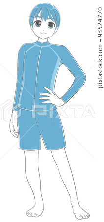 Junior and senior high school students wearing unisex separate swimsuits 93524770