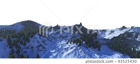 Snowy mountains Isolate on white background 3d illustration Snowy mountains Isolate on white background 3d illustration 93525430