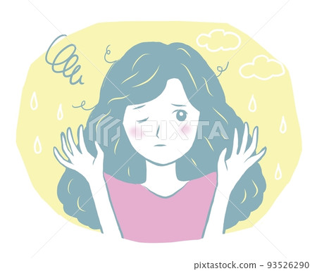 A woman whose hair spreads due to moisture and is troubled by becoming messy Beauty Beauty Hair Care 93526290