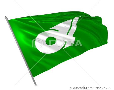Proud flag of Mie Prefecture of Japan fluttering in the wind. 3d illustration Proud flag of Mie Prefecture of Japan fluttering in the wind. 3d illustration 93526790