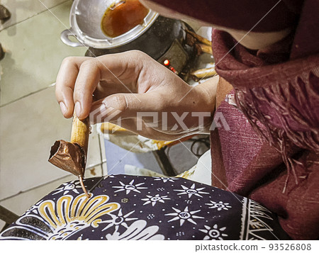 Java, Indonesia, June 13, 2022 - Batik originated in Java and is a technique of wax-resistant dye 93526808