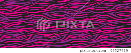 Zebra pink and purple seamless pattern. Abstract stripes, repeating background. Vector printing for fabrics, posters, banners.  93527419