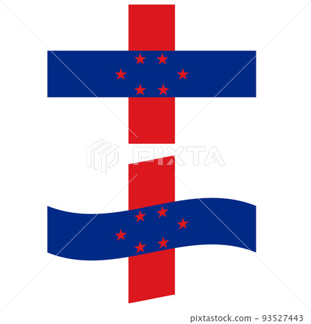 Caribbean state flag. Netherlands Antilles flag. Dutch Antilles Island waving flag. flat style. 93527443