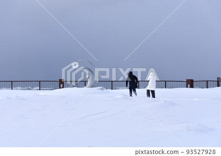 北海道稚內市野寒布岬的冬季風景 93527928