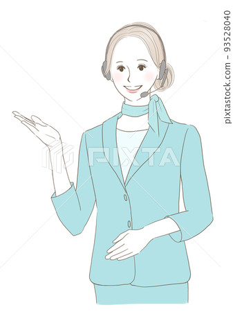 一個穿著西裝的女人戴著耳機（指導姿勢） 93528040
