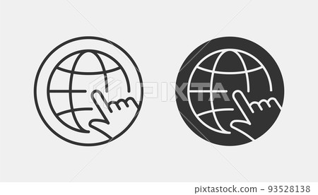 Hand with globe vector icon. Black illustration isolated on white background for graphic and web design. 93528138