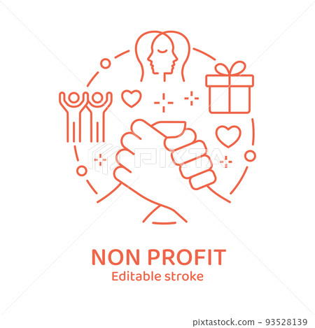 Nonprofit organization concept icon. Charity, volunteer, handshake vector line illustration. Editable stroke. 93528139
