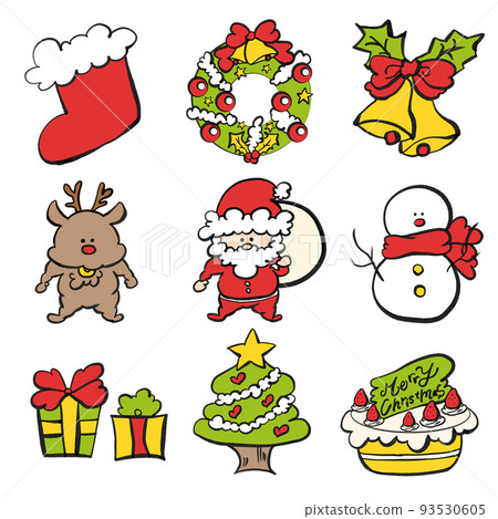 christmas simple illustration set color 93530605
