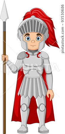 Cartoon knight holding a spear Cartoon knight holding a spear 93530686