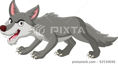 Cartoon angry wolf isolated on white background-插圖素材 [93530699] - PIXTA圖庫