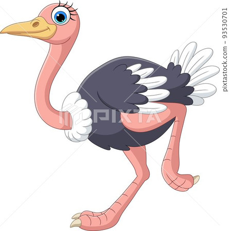 Cartoon ostrich running on white background Cartoon ostrich running on white background 93530701
