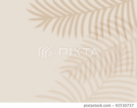 Palm leaf shadow background reflected on beige wall 93530737
