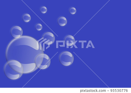 Pattern with transparent floating soap bubbles on blue background. 93530776