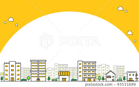 Cityscape background with houses, apartments, shops and buildings with text space 93531699