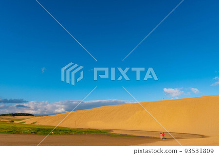 天氣晴朗的鳥取沙丘 93531809