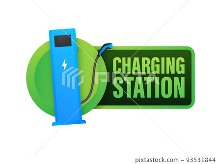 EV charging station banner. Vector stock illustration EV charging station banner. Vector stock illustration 93531844
