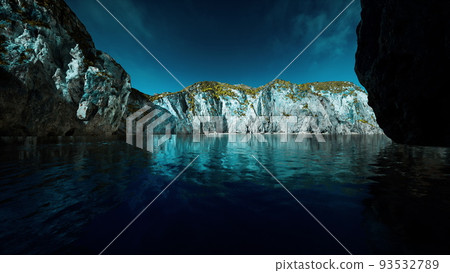 panoramic view of nice rocky huge cliff and sea 93532789