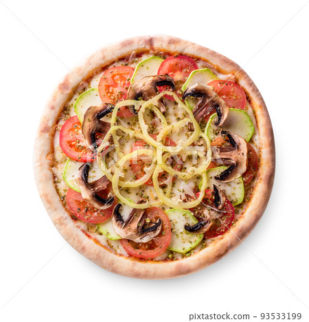 Mushroom pizza vegetarian on white background isolated 93533199