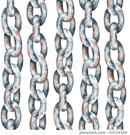 Chain seamless pattern. Watercolor illustration. Isolated on a white background. Chain seamless pattern. Watercolor illustration. Isolated on a white background. 93534309