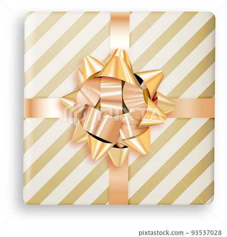 Golden and White Gift Box with Golden Bow Golden and White Gift Box with Golden Bow 93537028