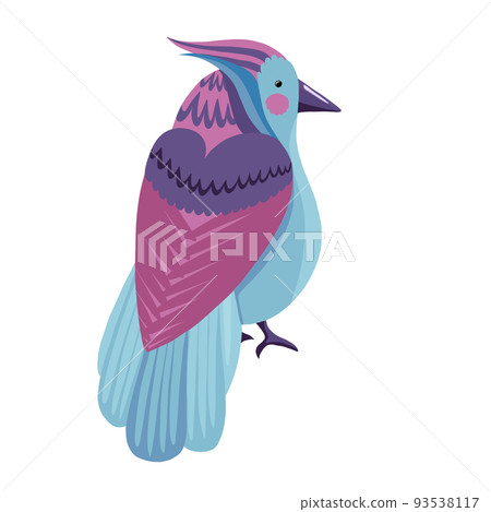 Vector illustration of fantastic colorful unusual bird in a vivid design. Tropical fauna style Vector illustration of fantastic colorful unusual bird in a vivid design. Tropical fauna style 93538117