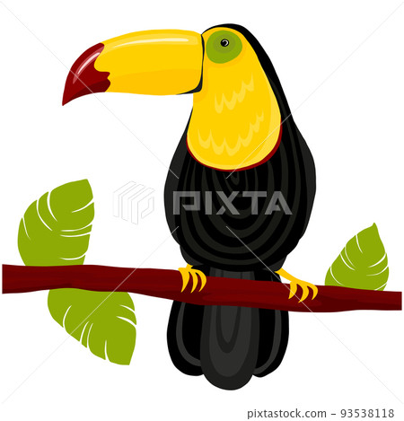 Vector illustration of fantastic colorful unusual bird in a vivid design. Tropical fauna style Vector illustration of fantastic colorful unusual bird in a vivid design. Tropical fauna style 93538118