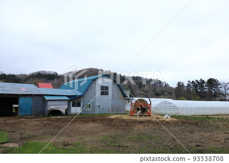 Scenery with a ranch in the Hiyama region of Hokkaido 93538708