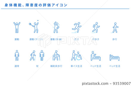 身體機能、殘疾程度評估圖標集、矢量 93539007